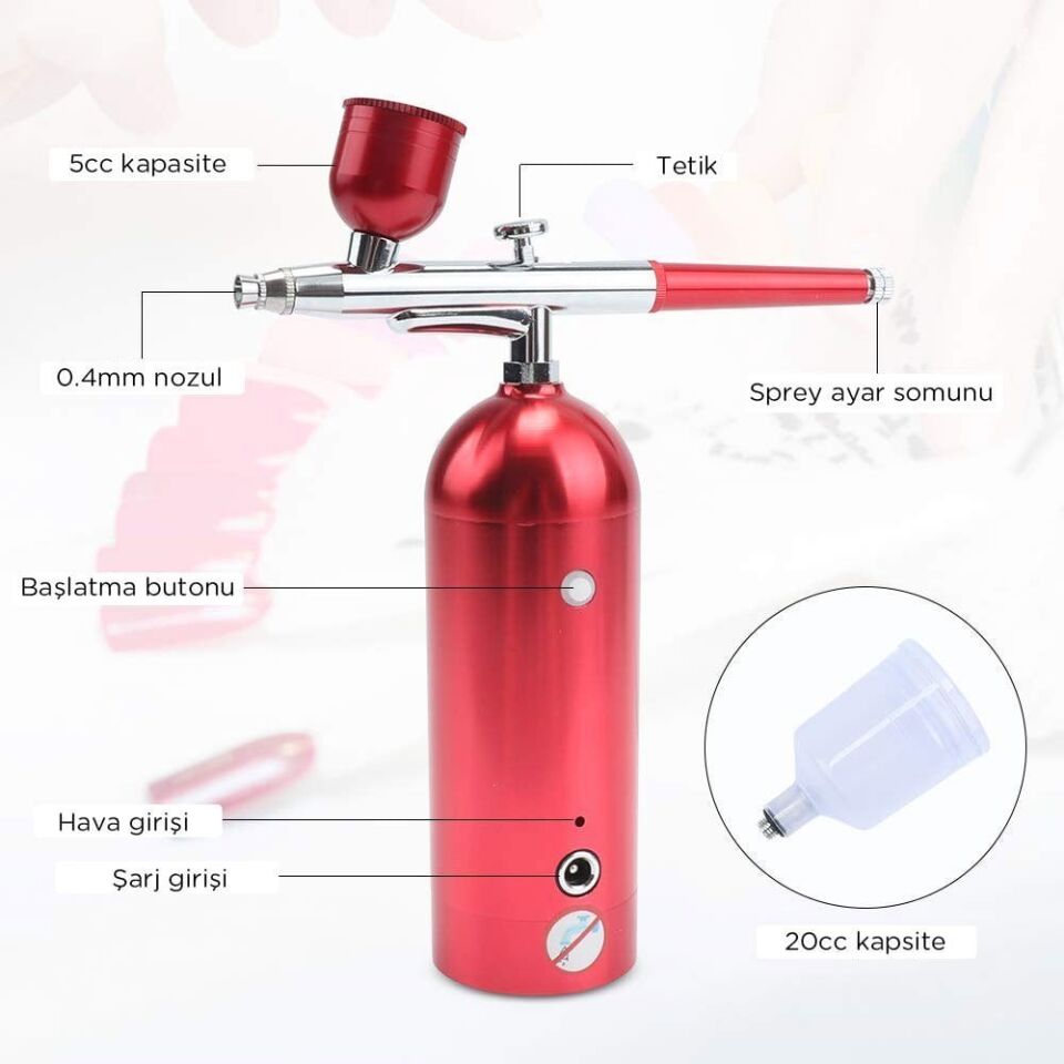 ROX0068 Kendinden Kompresörlü Akülü Airbrush Mini Boya Tabancası
