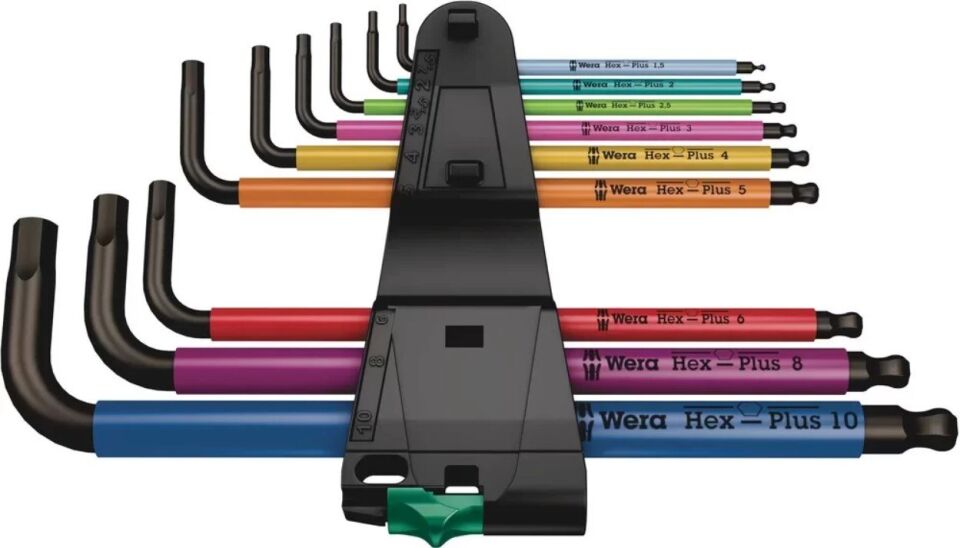 WERA 950/9 SPKL Renkli Top Başlı Uzun Alyan Anahtar Takımı (05022089001)