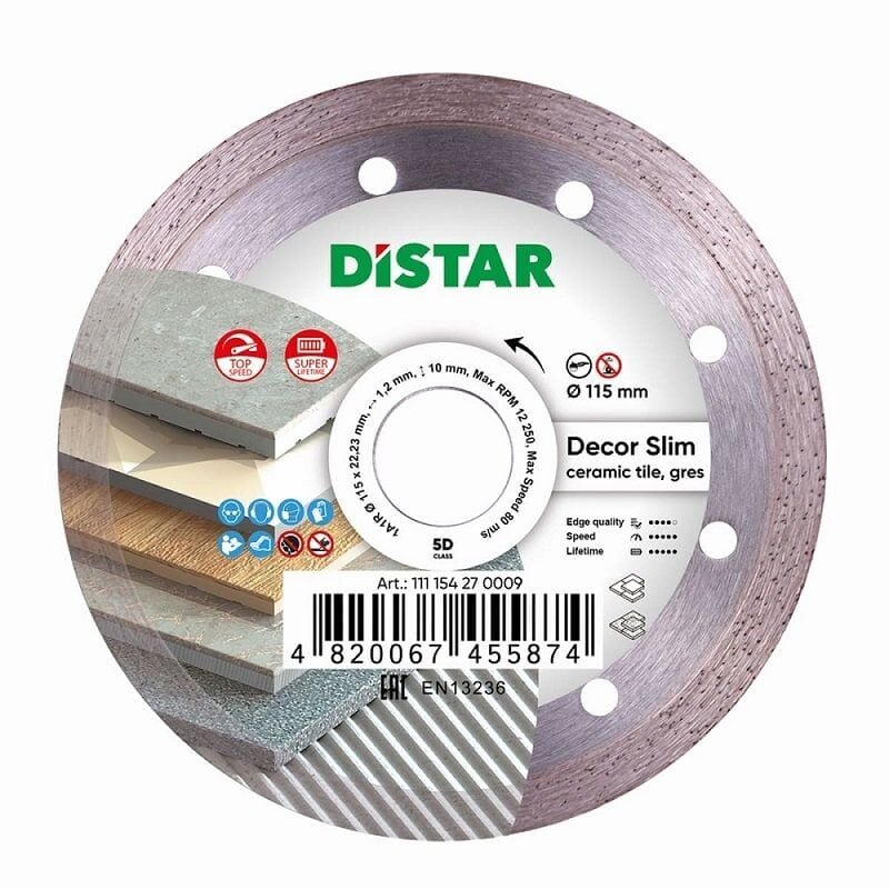 DİSTAR DECOR 115 mm Elmas Seramik - Fayans Kesme Testeresi (Ekstra İnce)