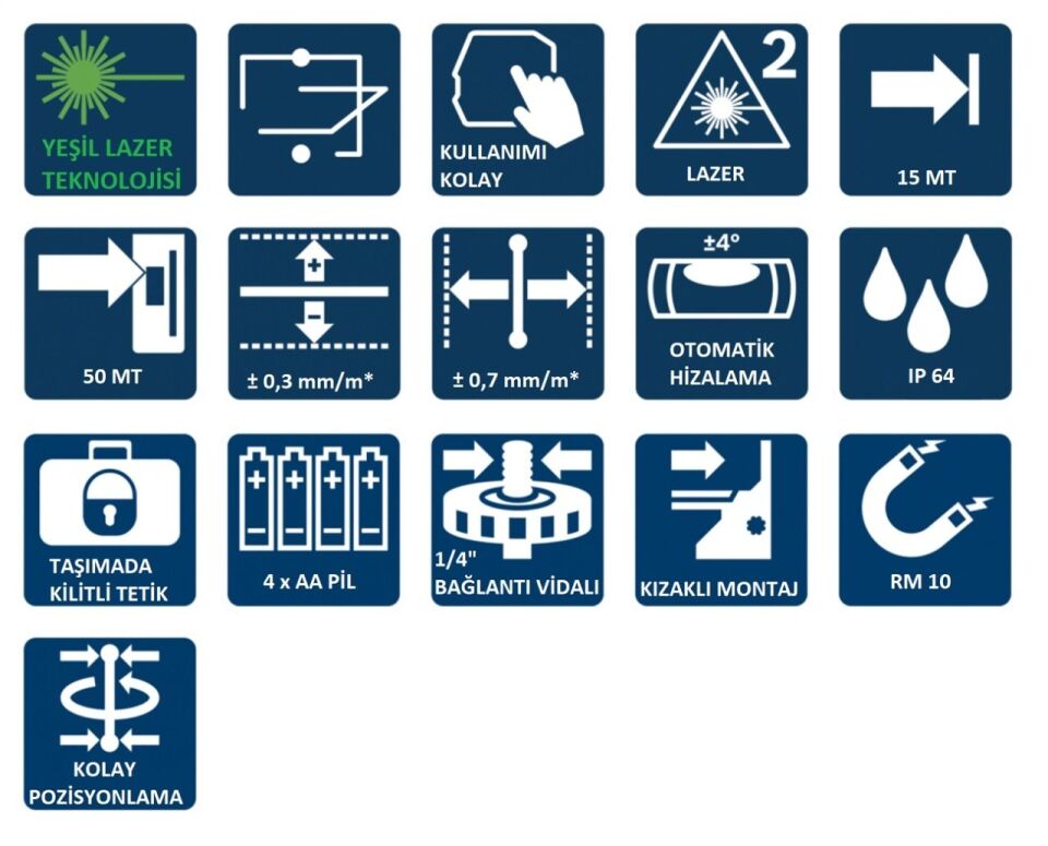 BOSCH GCL 2-50 G Yeşil Lazer Terazi (RM10+DK10 aparatlı)