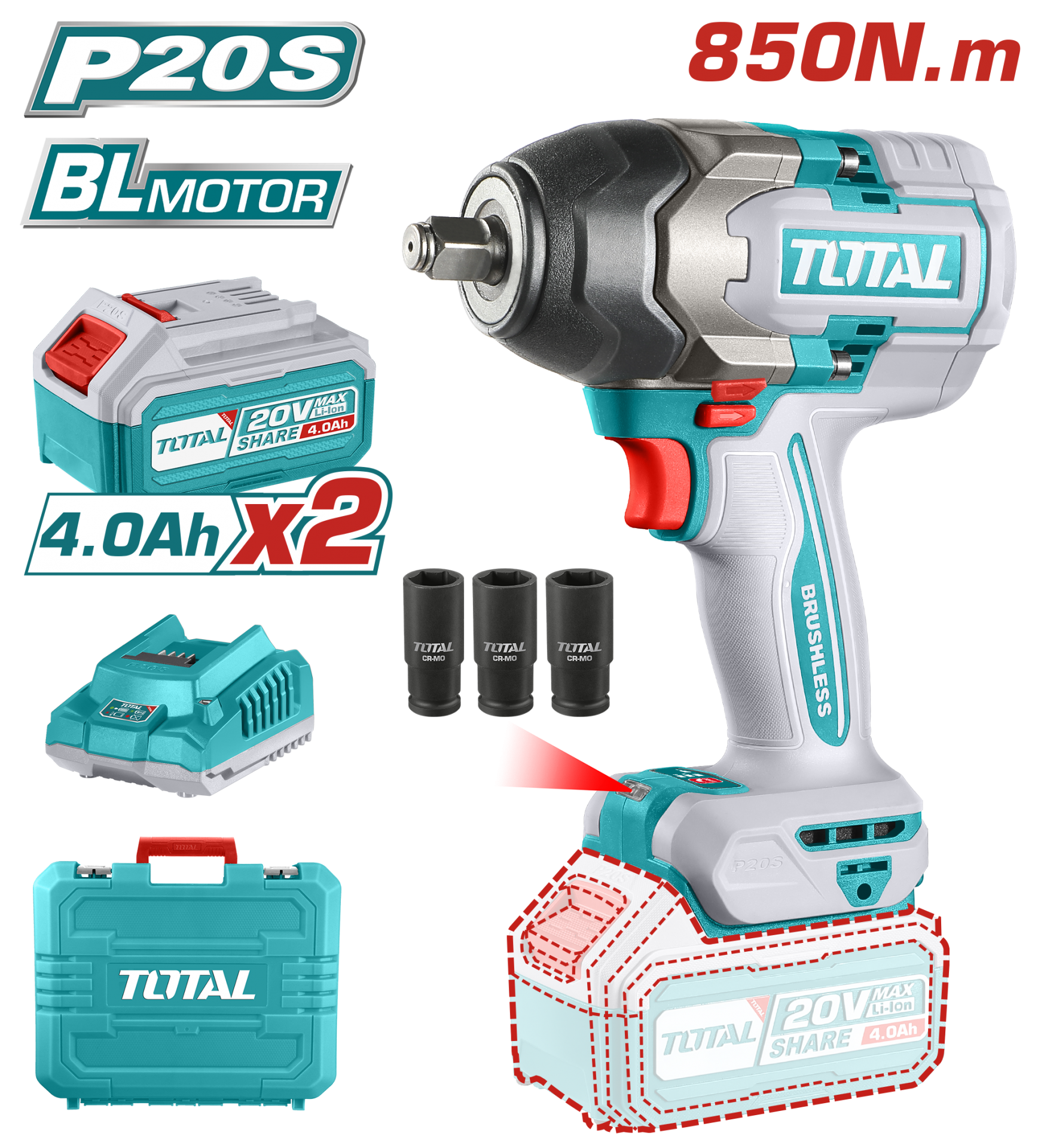 Total Li-ION Akülü Somun Sökme TIWLI2085E