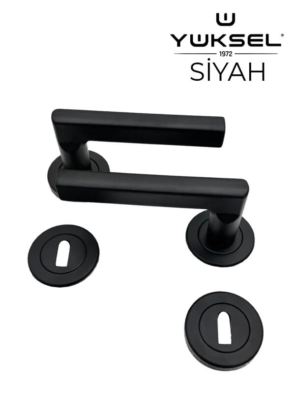 Yüksel Sigma Yuvarlak Rozetli Kapı Kolu (Siyah)