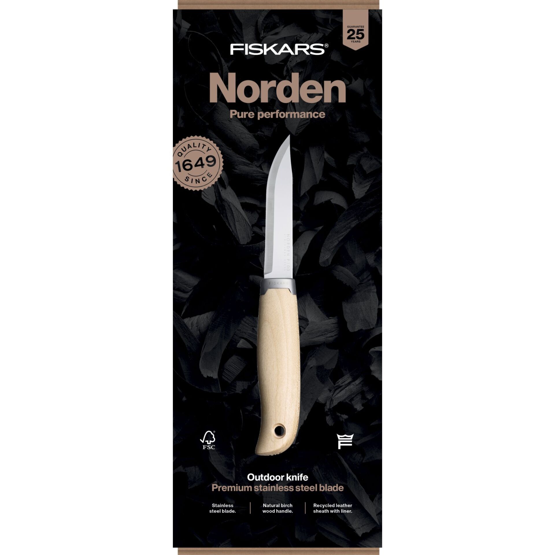 FISKARS Norden Ahşap Saplı Kılıflı Bıçak (1072090)