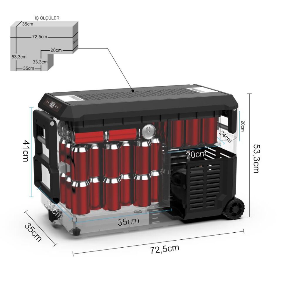 ICECO JP50PRO Kompresörlü Oto Buzdolabı 47 Litre 12/24 Volt