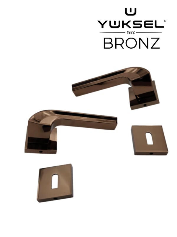Yüksel Labella İtalyan Kare Rozetli Kapı Kolu (Bronz)