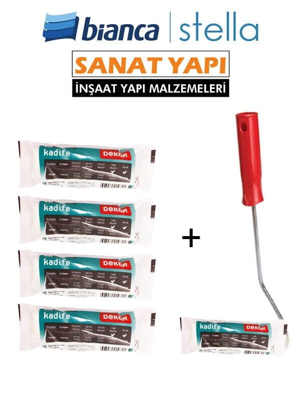 Dekor Kadife Rulo 4 Adet + Saplı Rulo