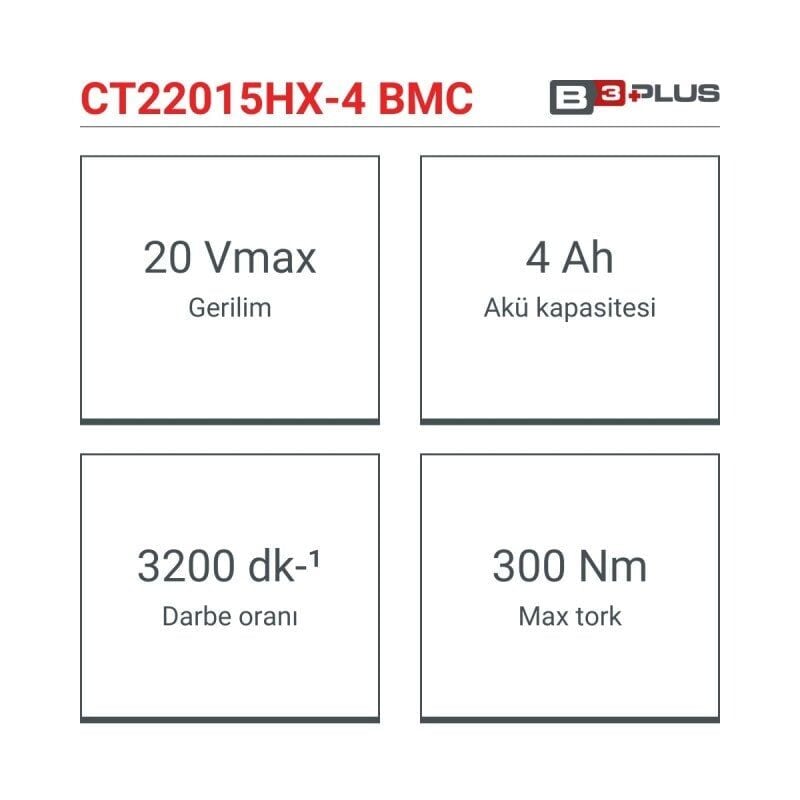 CROWN CT22015HX-4 TB Şarjlı Somun Sıkma 20 Volt 4.0 Amper Çift Akülü