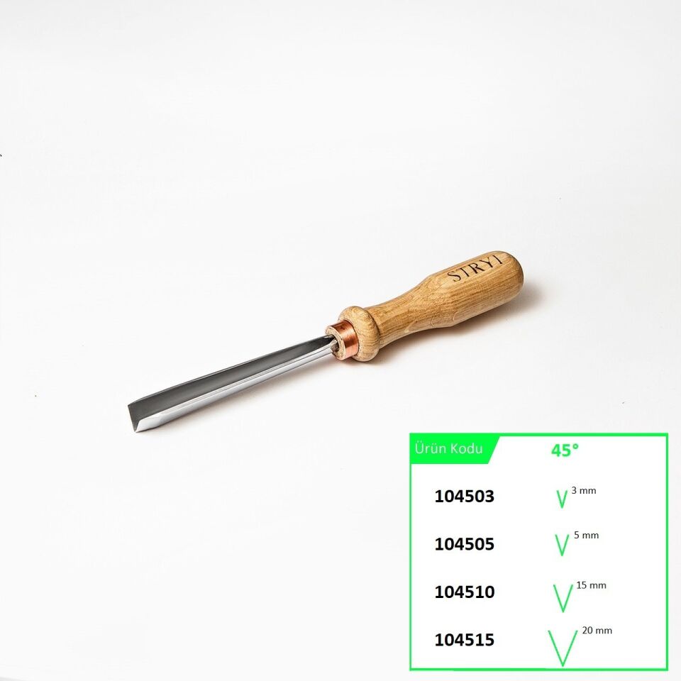 STRYI 104515 V Ağız 45 Derece Ahşap Oyma Iskarpelası 15 mm