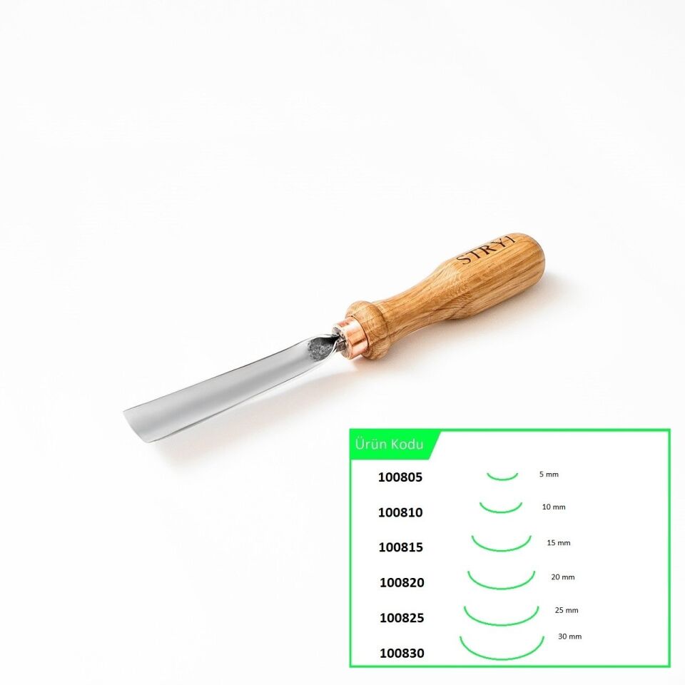 STRYI 100820 Düz Tip Oluklu Ahşap Oyma Iskarpelası 20 mm