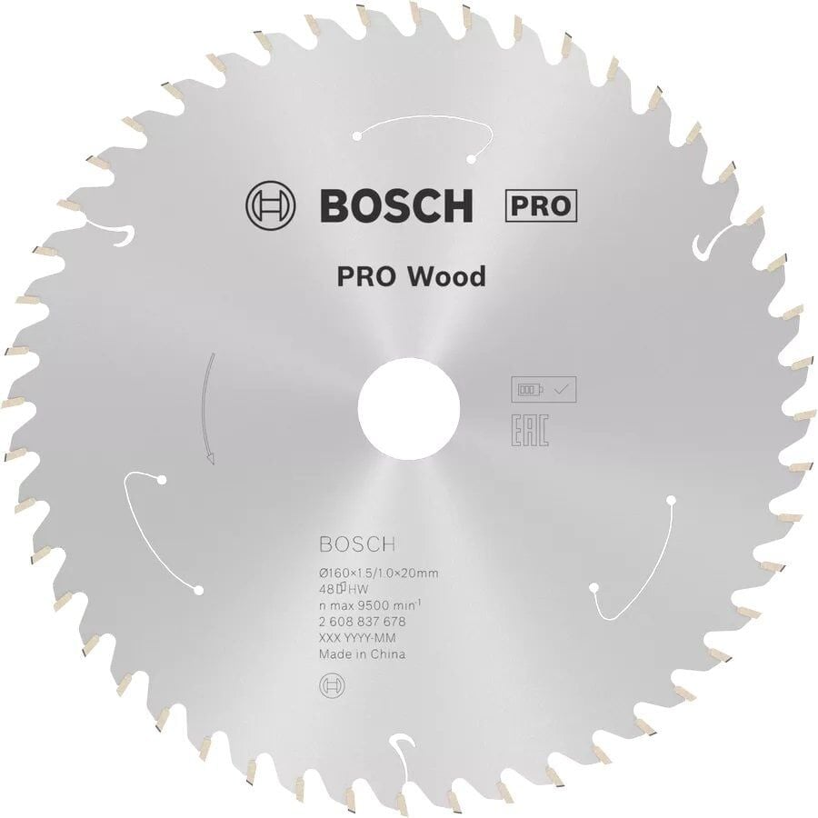 BOSCH 160x20x1,5 mm 48 Diş PRO Wood Ahşap Elmas Daire Testere Bıçağı