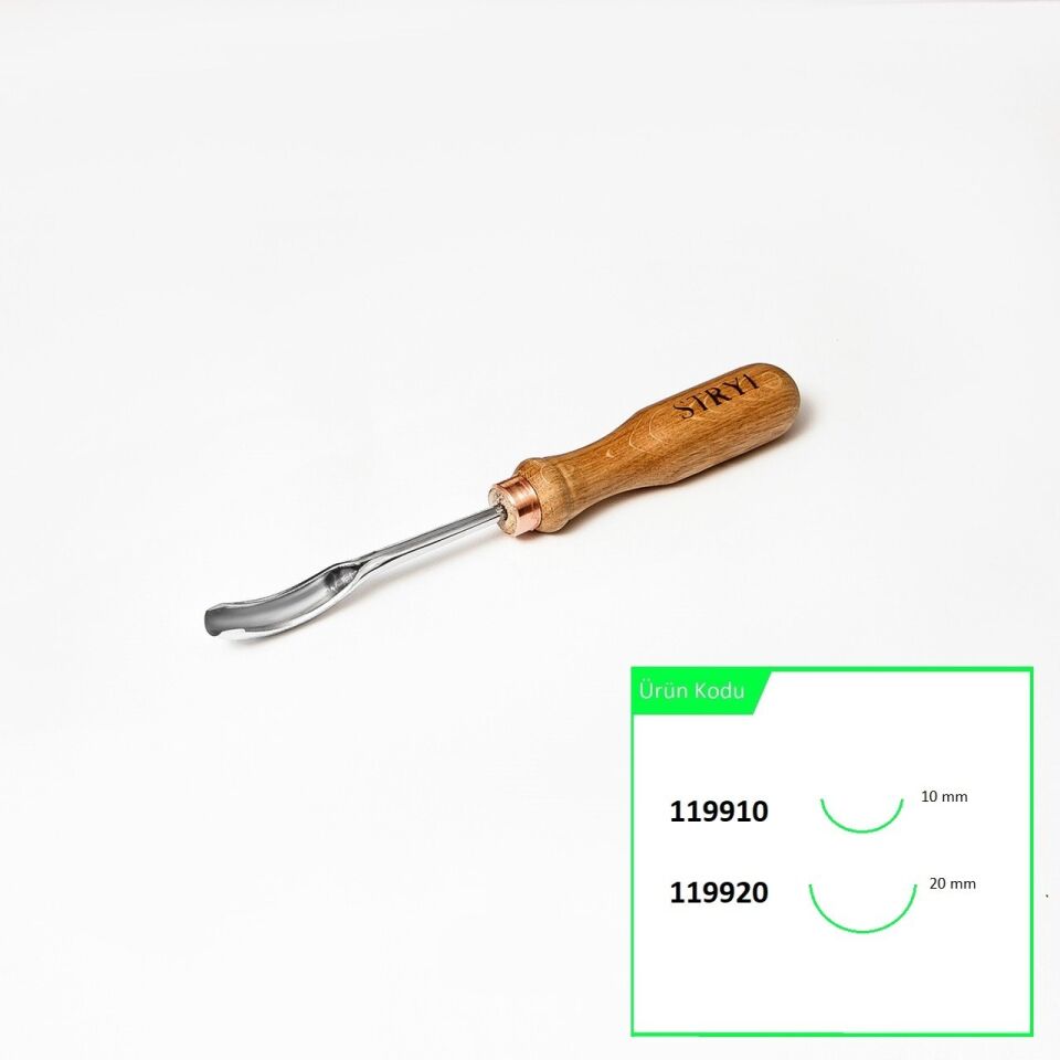 STRYI 119910 Bükülmüş Derin Oluklu Kuksa ve Kaşık Oyma Iskarpelası 10 mm