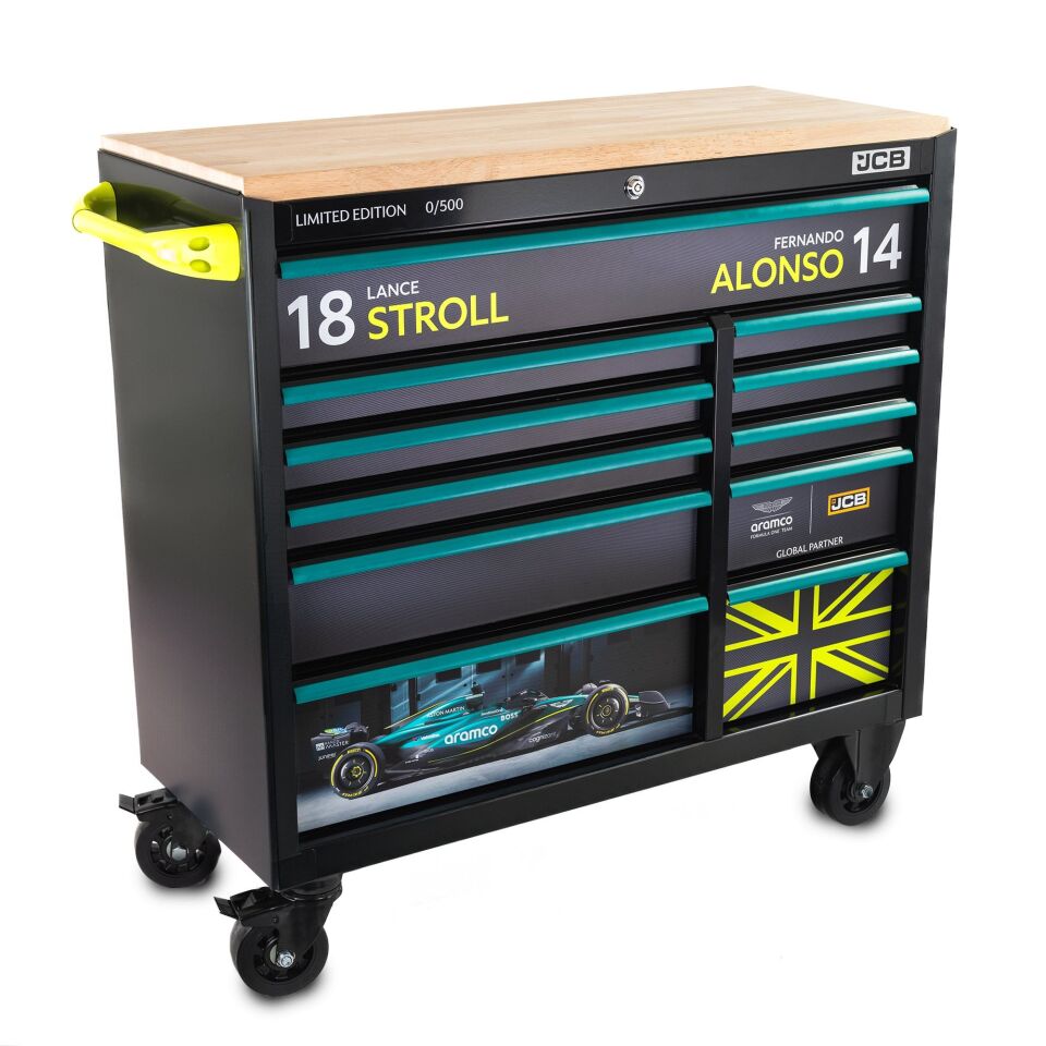 JCB Aston Martin Formula One Team 11 Çekmeceli 42'' Metal Takım Arabası (Boş)