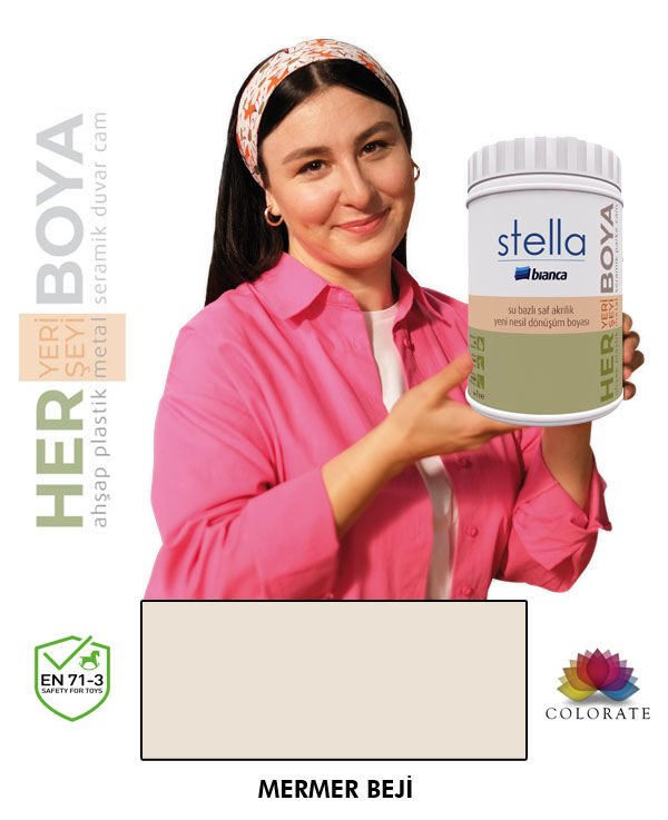 Bianca Stella Su Bazlı Boya Mermer Beji