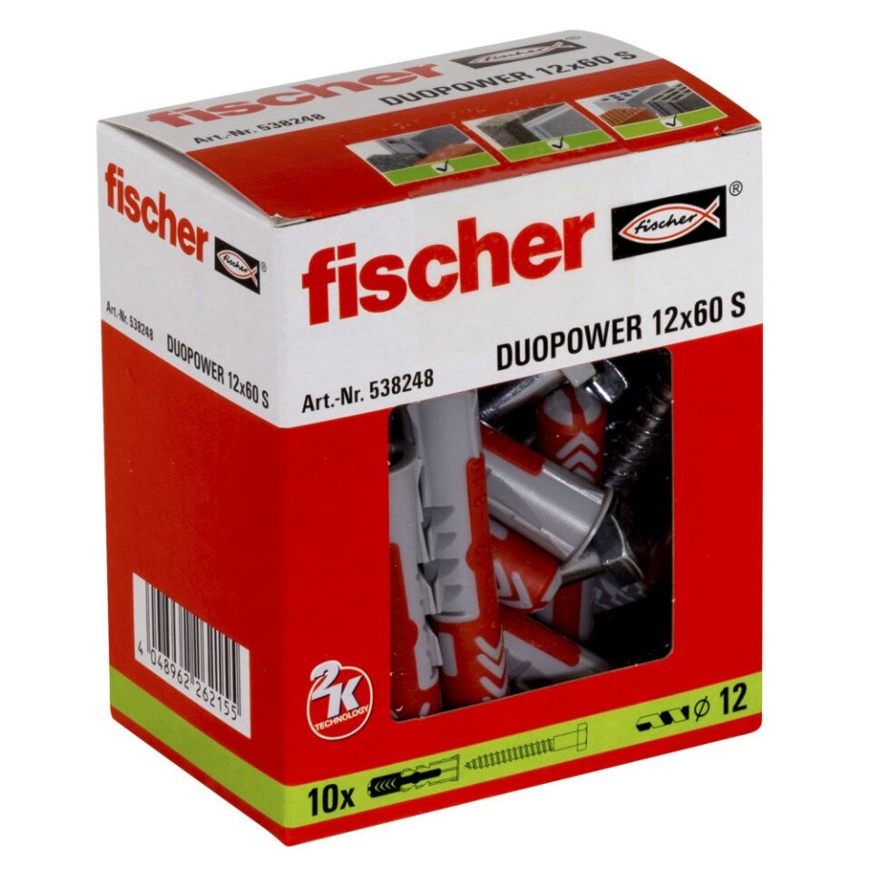 FISCHER DUOPOWER 12x60 S Universal Dübel 10 Adet (538248)