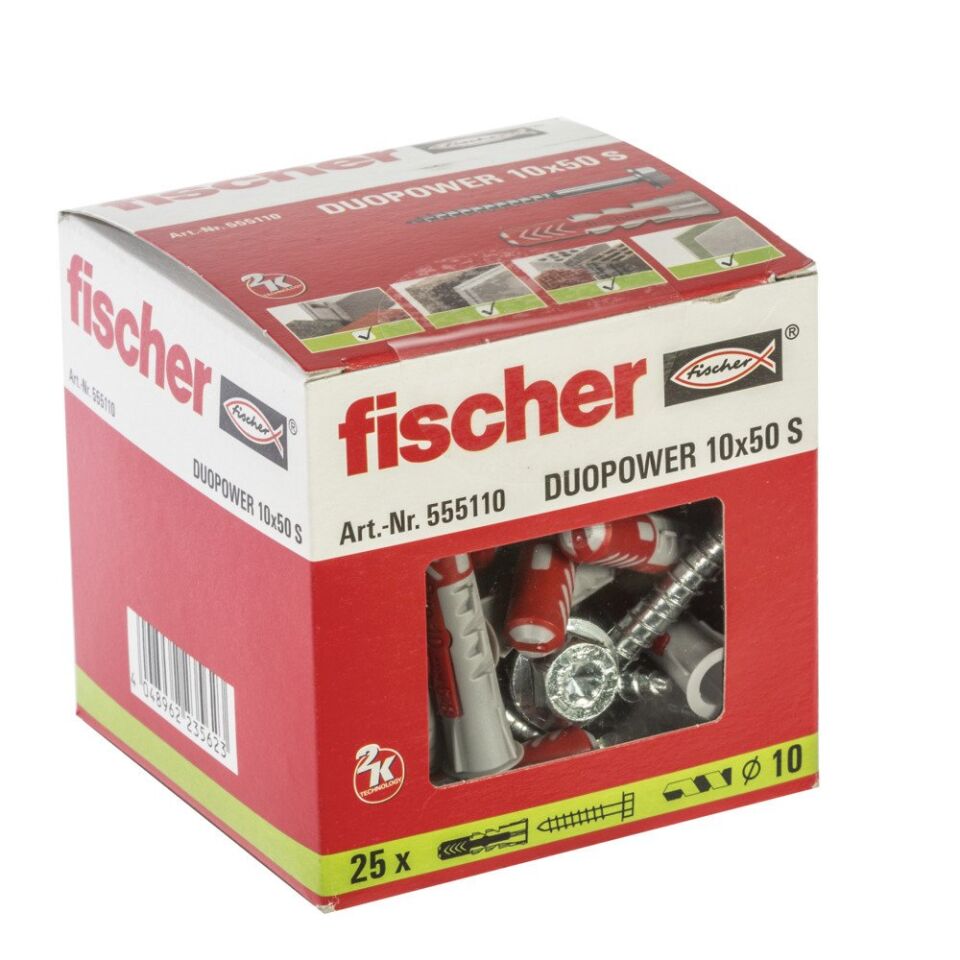 FISCHER DUOPOWER 10x50 S Universal Dübel 25 Adet (555110)