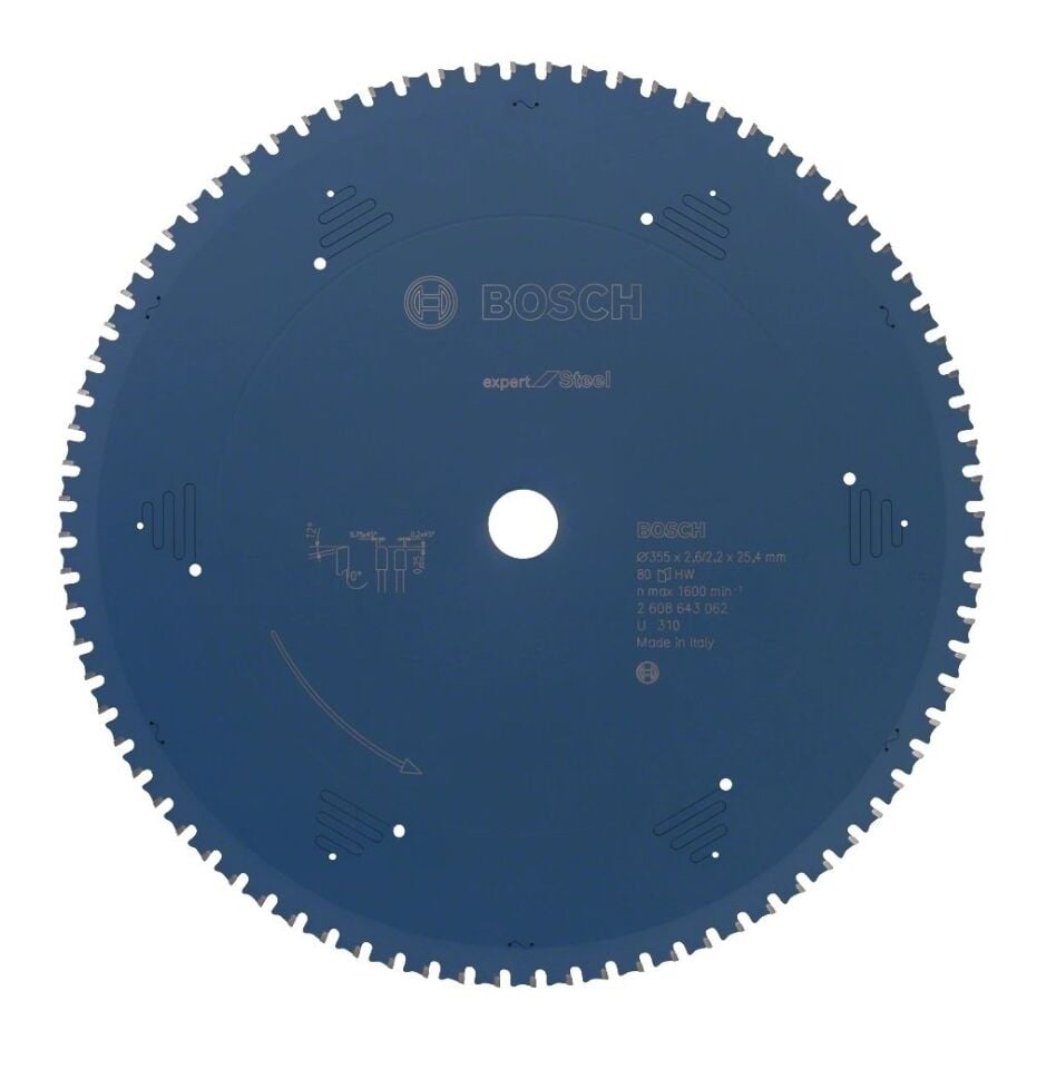 BOSCH Expert Metal 355x2.6x25.4 mm 80 Diş Elmas Uçlu Metal Kesme Daire Testeresi (2608643062)