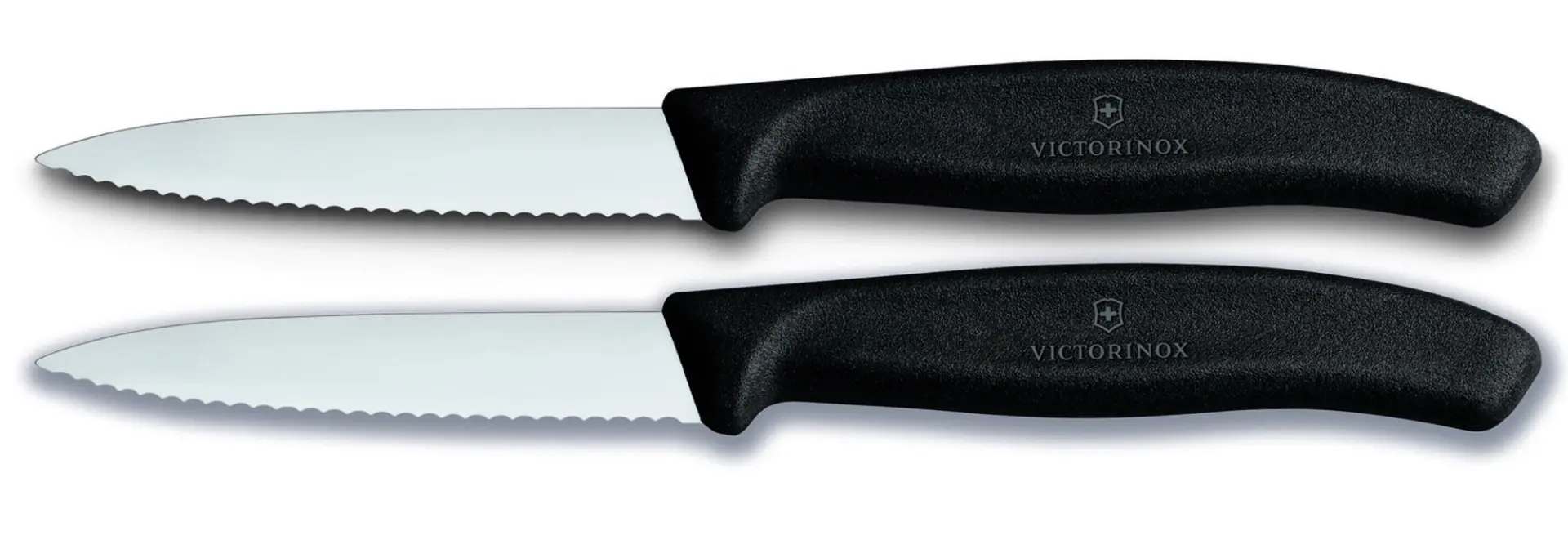 VICTORINOX 6.7633.B 8cm Siyah 2li Tırtıklı Soyma Bıçağı, Blisterli Paket