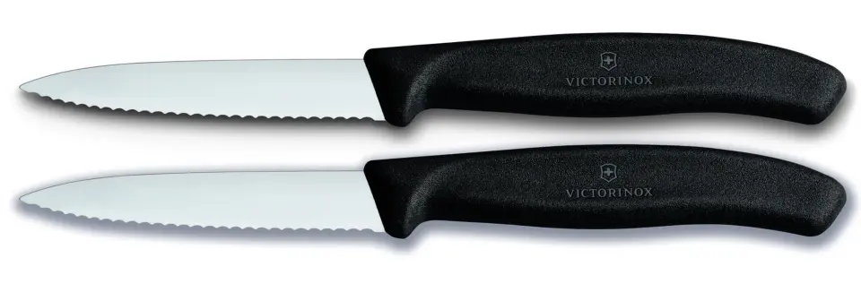 VICTORINOX 6.7633.B 8cm Siyah 2li Tırtıklı Soyma Bıçağı, Blisterli Paket