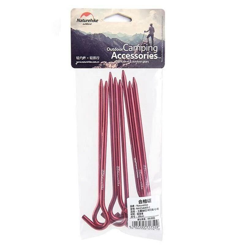 NATUREHIKE C-Kafa 16 Cm Kırmızı Çadır Kazığı (8 Parça)