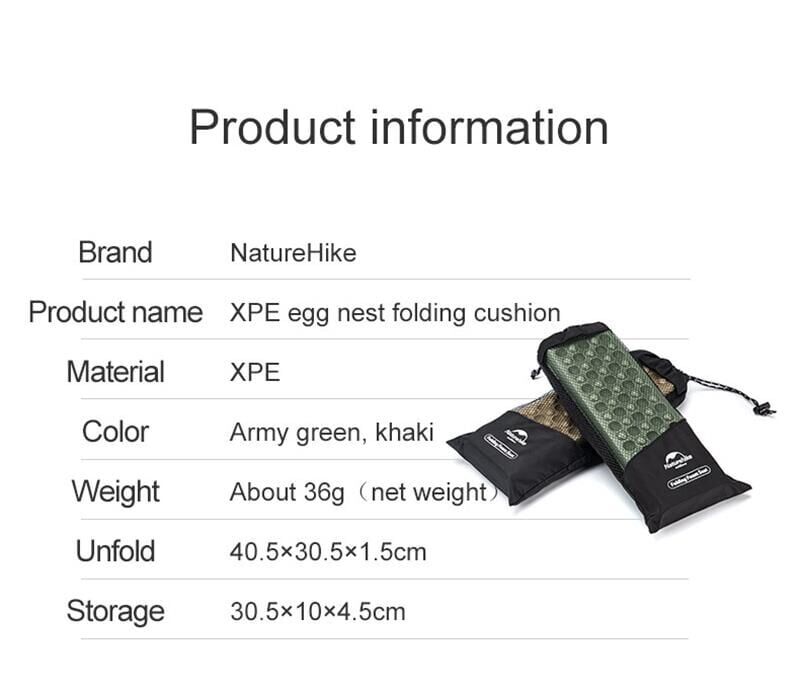 NATUREHIKE XPE Katlanır Oturma Matı (Yeşil)
