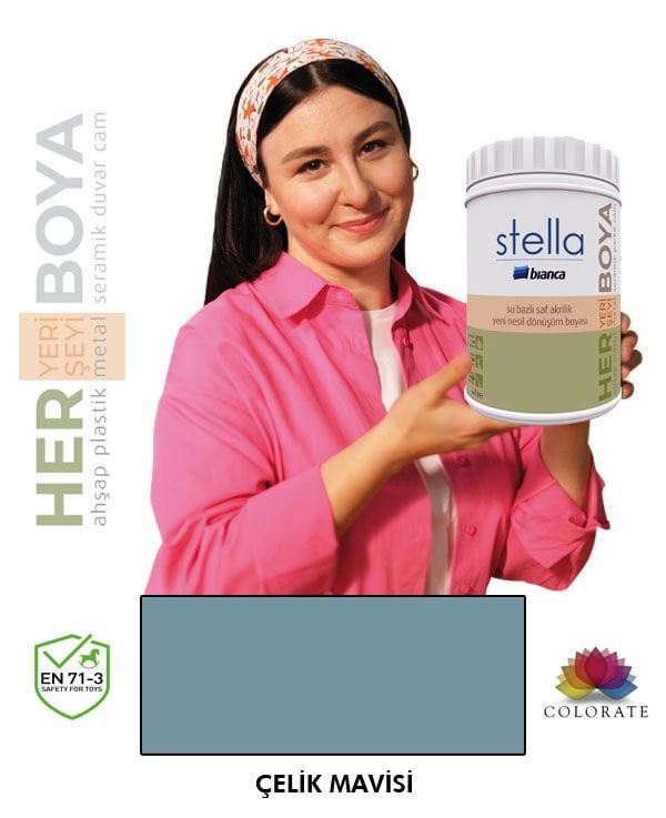 Bianca Stella Su Bazlı Boya Çelik Mavisi