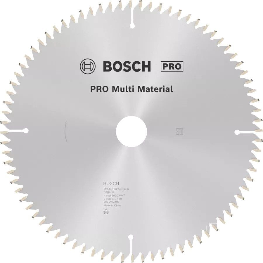 BOSCH PRO Multi Material 254x30x3,2 mm 80 Diş Elmas Daire Testere- Aluminyum Kesime Uygun