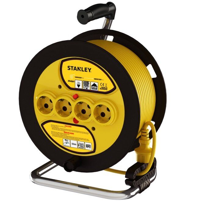 Stanley ST-E-5015 Makaralı Kablo 50 Mt, 3x1.5mm, 4 Prizli, IP20