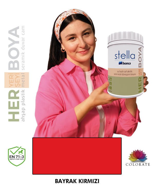 Bianca Stella Su Bazlı Boya Bayrak Kırmızı