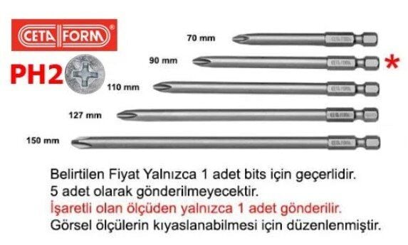 CETA-FORM PH2 x 90 mm Yıldız Bits Uç (CB/902)