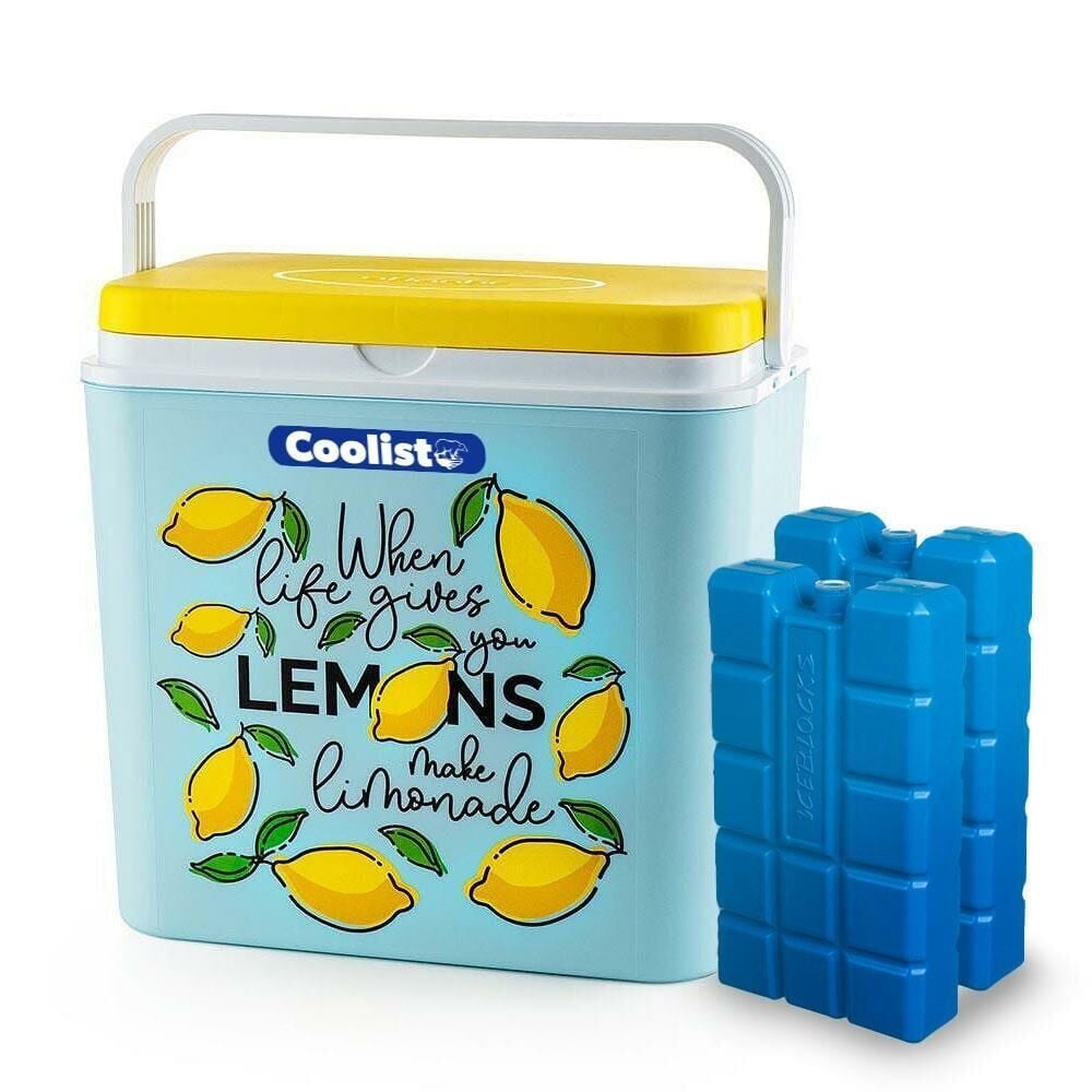 COOLIST CLB24LM 2 Adet 400 Gr Buz Kaseti + 24 Litre Limon Desenli Buzluk