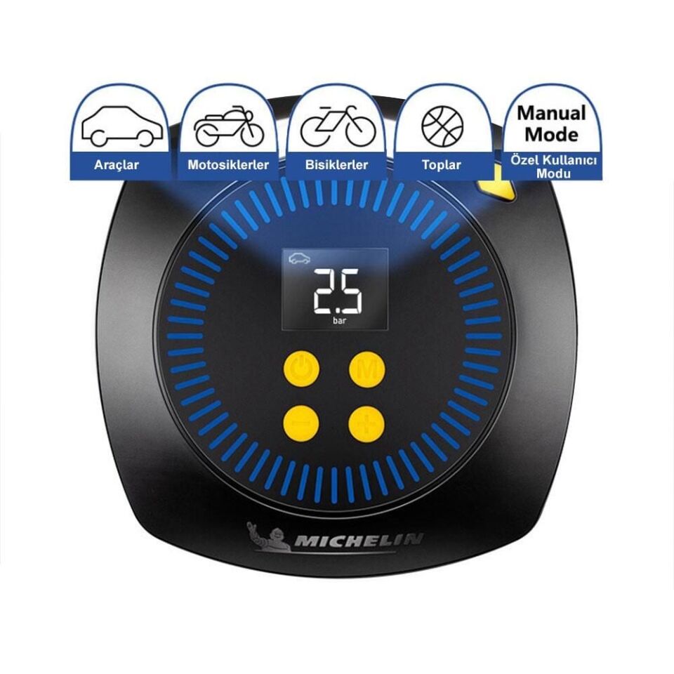 MICHELIN MC27010 Dijital Göstergeli Hava Pompası 12 Volt 100 Psi