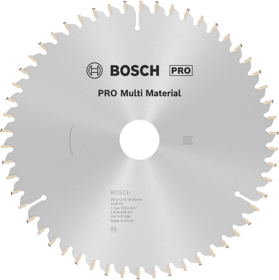 BOSCH MultiMaterial 210x30x2,8 mm 54 Diş Elmas Daire Testere (2608640511)