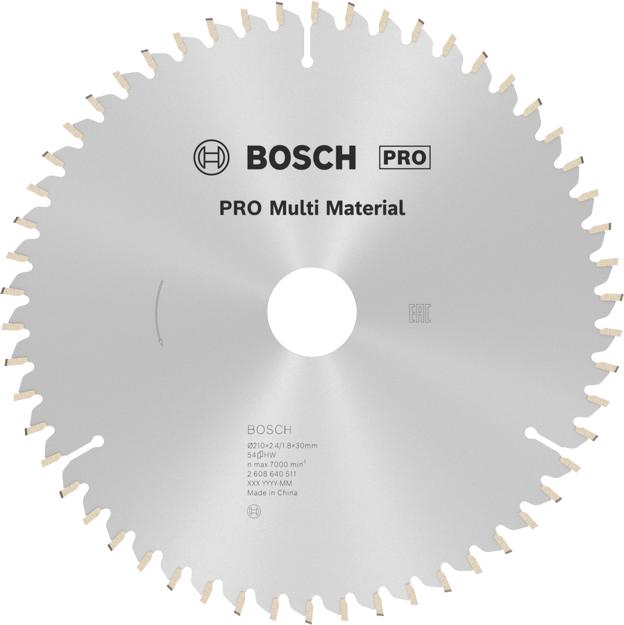 BOSCH MultiMaterial 210x30x2,8 mm 54 Diş Elmas Daire Testere (2608640511)