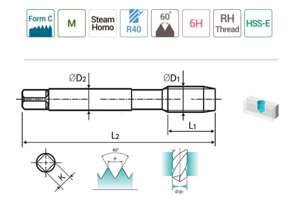 YG-1 Combo Helis Makina Klavuzu HSS-E Buhar Menevişli (Ölçü Seçiniz)
