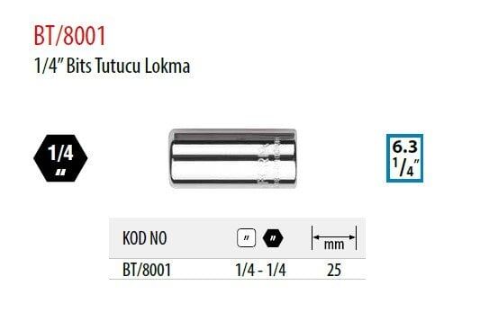 CETA-FORM BT/8001  1/4'' -1/4'' Bits Tutucu (Darbeli kullanıma uygun değildir)