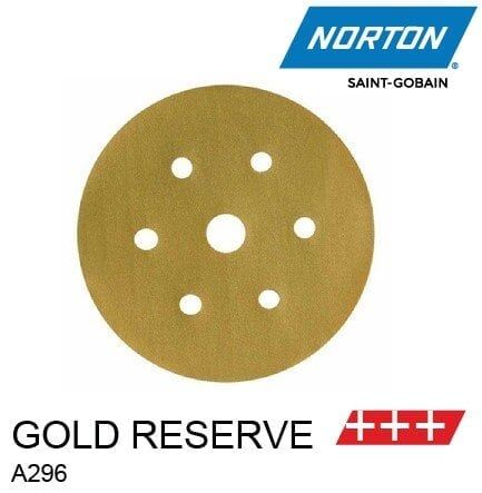 NORTON A296 150 mm 7 Delikli Yuvarlak Cırtlı Velcro Zımpara GOLD RESERVE (Kum Seçiniz) 180 Kum