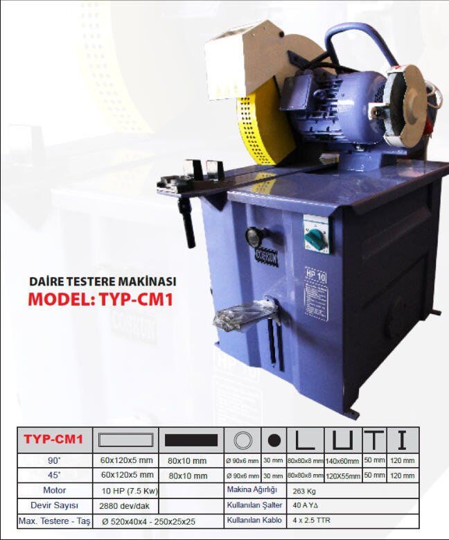 COŞKUN CM-1 Profil Kesme Makinası 10 Hp