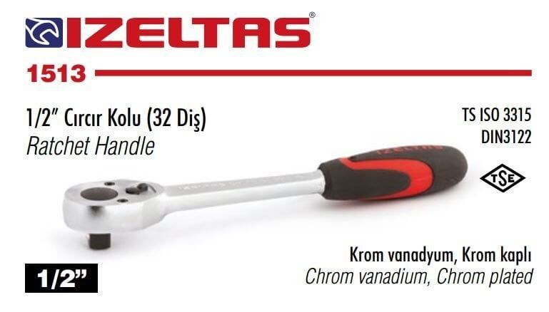 İZELTAŞ Cırcır Lokma Kolu 1/2  250 mm 32 Diş (1513 06 0032)