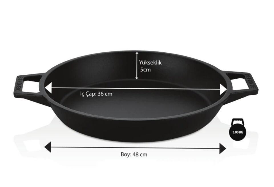 DEFONTE Kapaklı Döküm Kızartma Tavası 36 cm