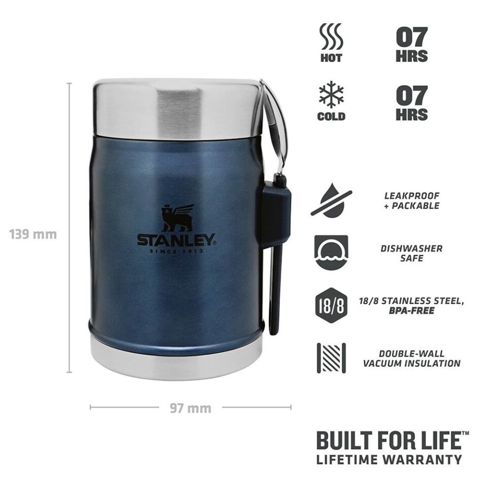 STANLEY Klasik Paslanmaz Çelik Kaşıklı Yemek Termosu 0.40 Lt - Lacivert