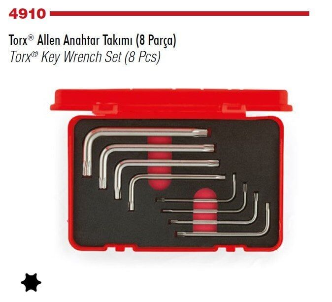 İZELTAŞ Torx Alyan Anahtar Takımı 8 Parça  4910 00 7108