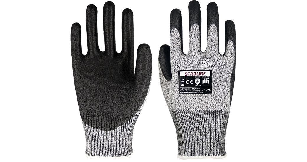 STARLİNE E-62 Kesilmeye Dirençli PU Eldiven No:9