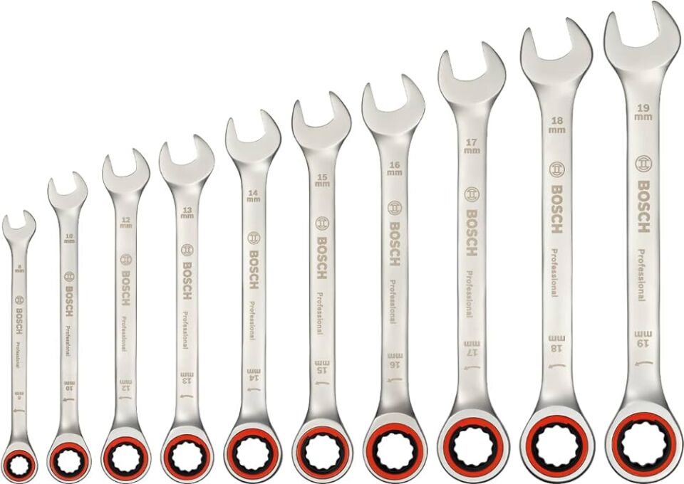 BOSCH Profesyonel 10 Parça Cırcır Kombine Anahtar Takımı (1600A02AU0)