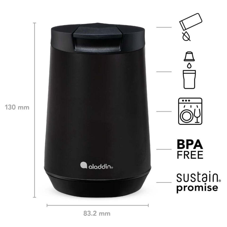 ALADDIN Espresso Thermavac Termos Bardak Siyah 0.25 Lt