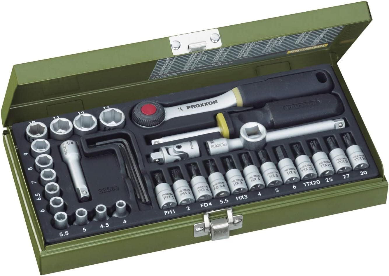 PROXXON Bits ve Lokma Takımı 36 Parça 1/4'' (23080)