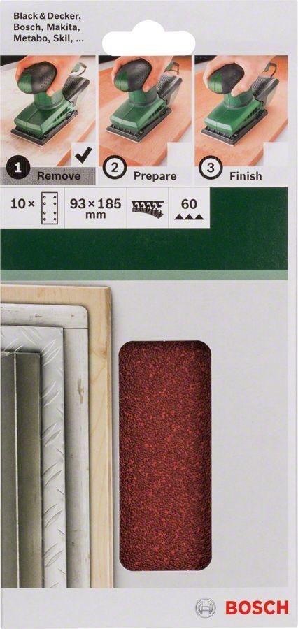 BOSCH 93x185 mm Yedek Cırt Zımpara 60 kum 10 Adet (2609256A81)