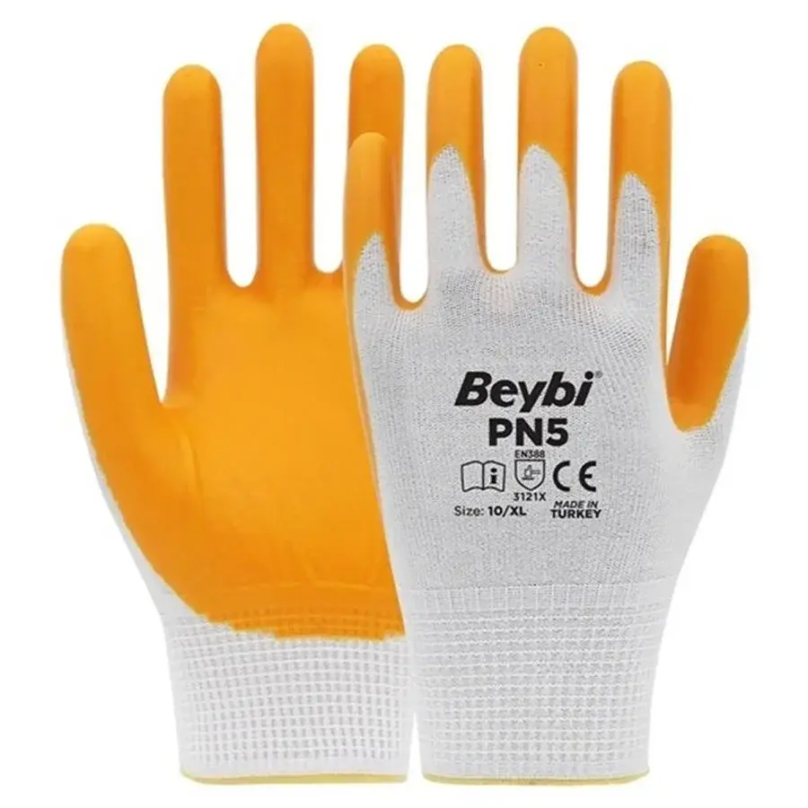 BEYBİ PN-5 Sarı Beyaz Nitril Eldiven NO:10 (1 ÇİFT)