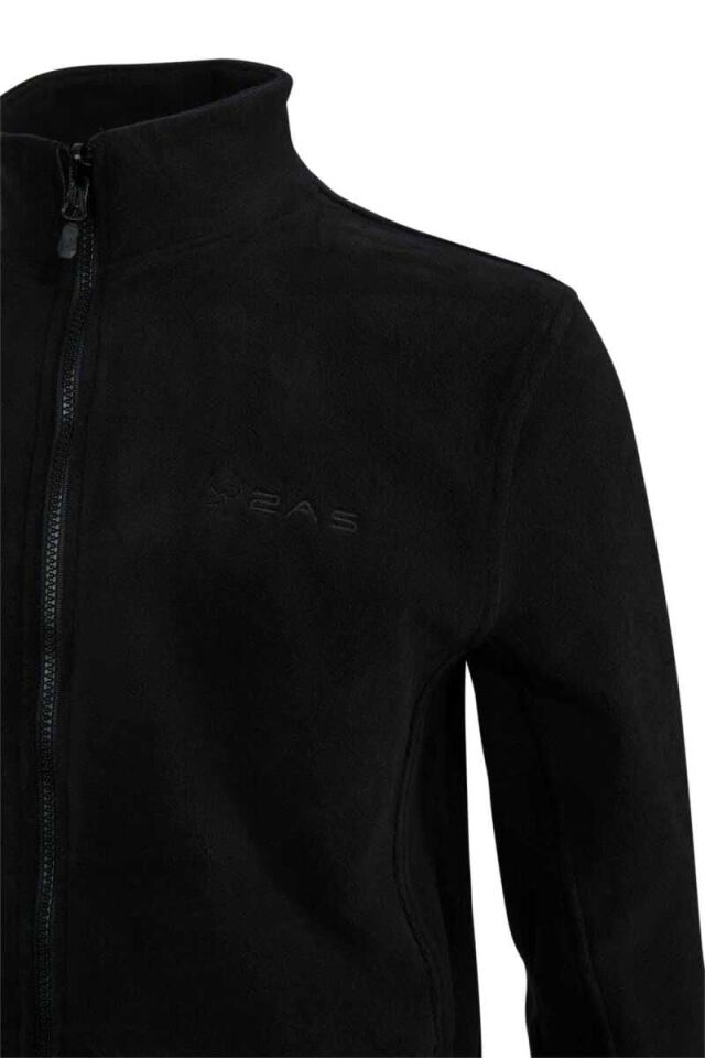 2AS SAKA Tam fermuarlı Erkek Polar Sweatshirt Siyah