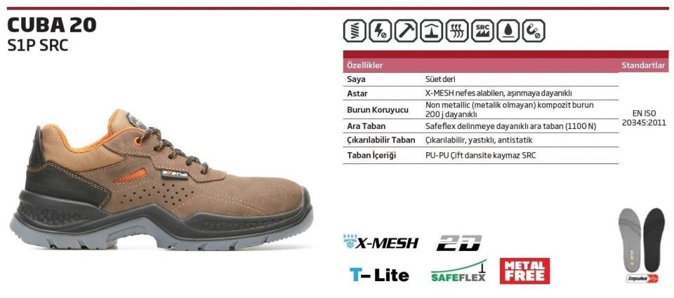 EXENA CUBA 20 S3 SRC Süet İş Ayakkabısı (Numara Seçiniz)