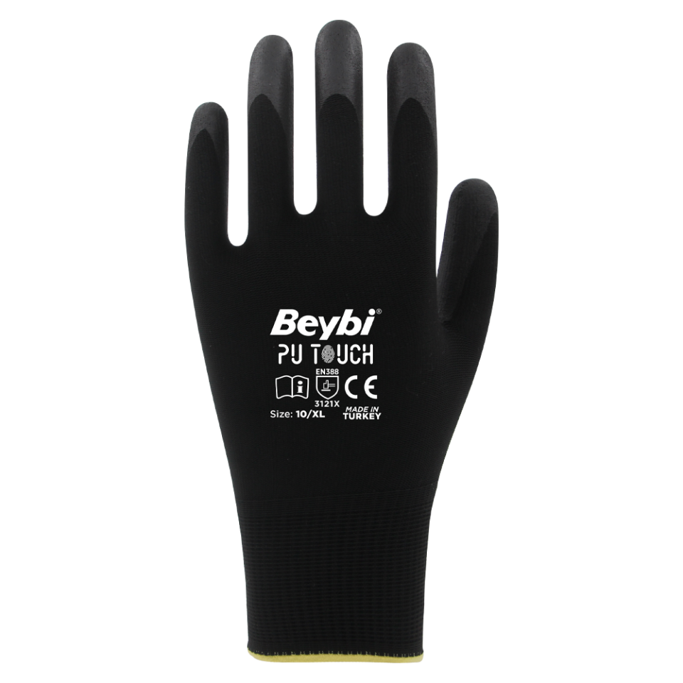 BEYBİ TOUCH 10 Numara Pu Kaplı Siyah İş Eldiveni